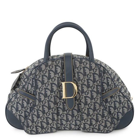 Dior Trotter double saddle bag Canvas/Leather Navy - Picture 1 of 16